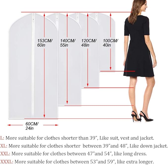 Garment Bag Covers 24''X54'' Lightweight White PEVA Breathable Bags - Image 3