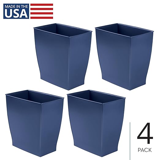 iDesign Small Plastic Bathroom Trash Can, Slim Rectangle Garbage Bin - Image 2