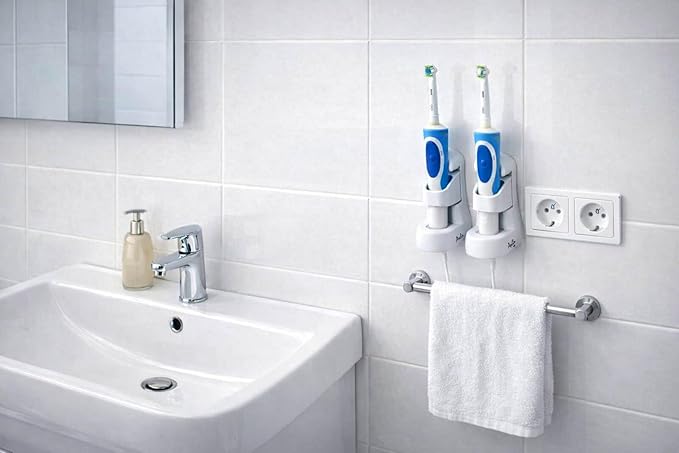Perlin Electric Toothbrush Holder Wall Mounted No Drilling Self Adhesive - Image 2