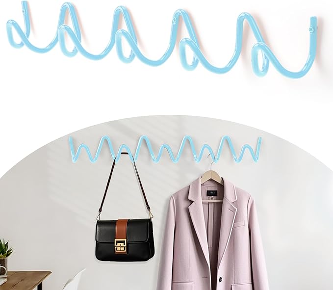 Coat Rack Wall Mount, Creative Wave Wall Hooks 20KG Capacity, Easy Installation by Bumtosc
