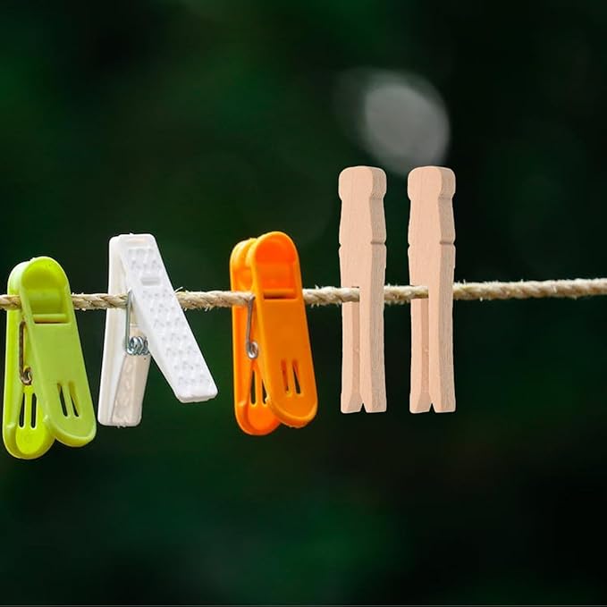 PRETYZOOM 100Pcs Wooden Clothespins, Photo Clips Clothesline Clamps Pegs - Image 9