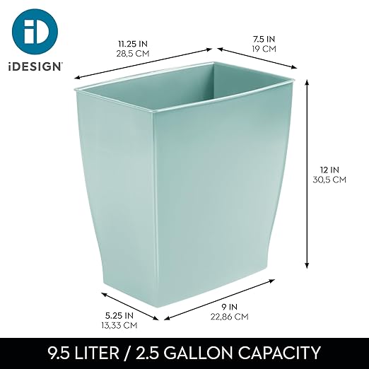 iDesign Small Plastic Bathroom Trash Can, Slim Rectangle Garbage Bin - Image 4