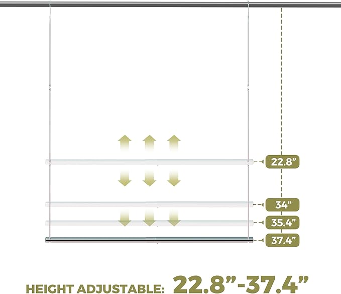 Hanging Closet Rod, 17-29In Adjustable Width and Up to 37In Height Adjustable - Image 4