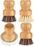Bamboo Scrub Brush Clean Pan, Dish and Vegetable, Natural Bristles Palm Pot - Image 8