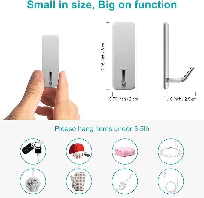 Small Self Adhesive Hooks for Walls No Damage, Sticky Hangers for Kitchen - Image 4