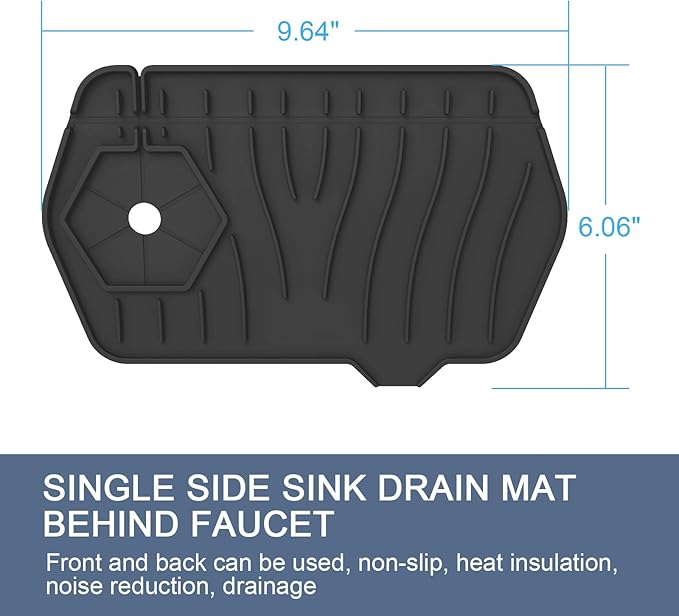 Sink Drain Mat Behind Faucet, Unilateral Faucet Guard Draining Mat, 90° - Image 5