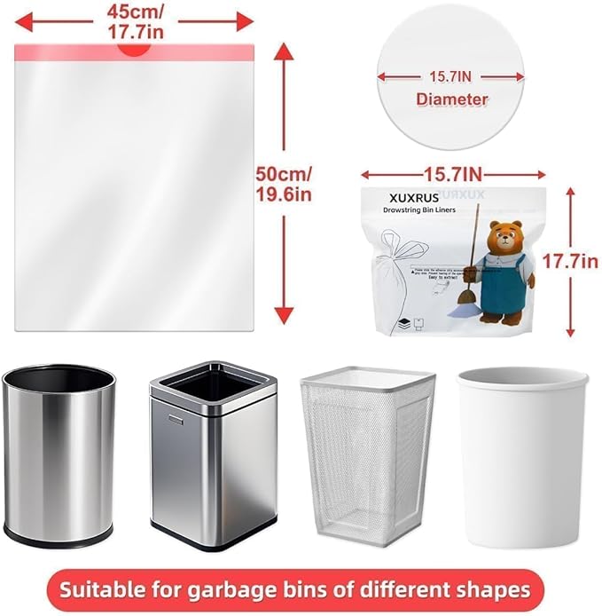 XUXRUS 2.6 Gallon Small White Trash Bag, Tear-Free Heavy Duty Garbage Bags - Image 6