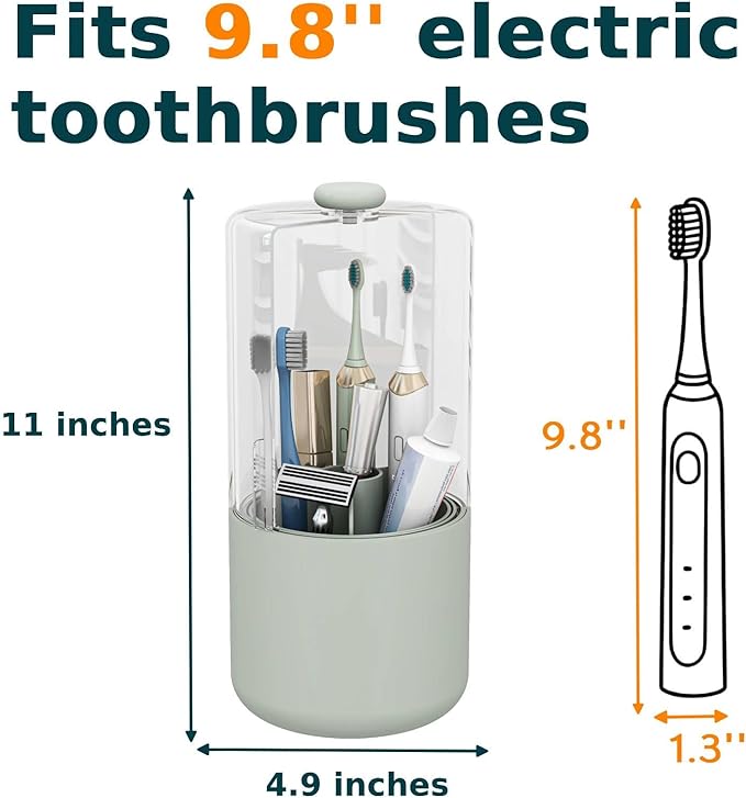 Toothbrush Holder with Cover 360 Rotating 4 Compartments Bathroom Toothpaste - Image 5