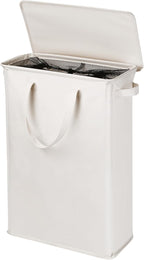 Slim Laundry Basket with Lid and Handles, Foldable Laundry Basket by GOMAJI