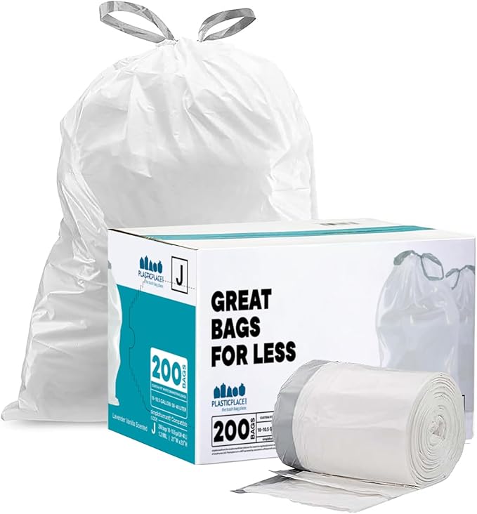 Plasticplace White Drawstring Lavender and Soft Vanilla Scented Garbage Can - Image 2