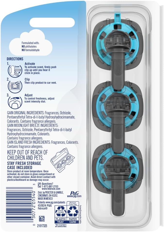 Febreze Car Air Freshener, Odor-Fighting Automotive Vent Clip, Mixed Gain Scent - Image 11