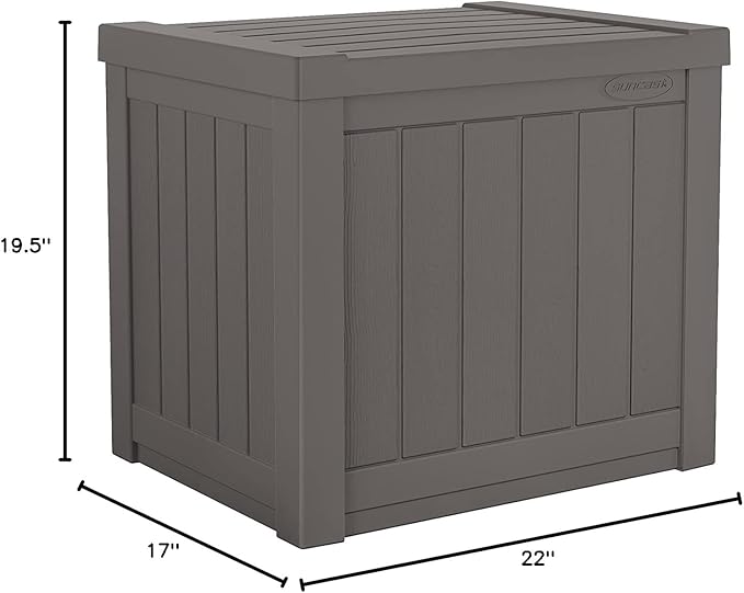 Suncast 22-Gallon Small Deck Box - Lightweight Resin Indoor/Outdoor Storage Container and Seat for Patio Cushions and Gardening Tools - Store Items on Patio, Garage, Yard - Stone Gray, Made in the USA - Image 15