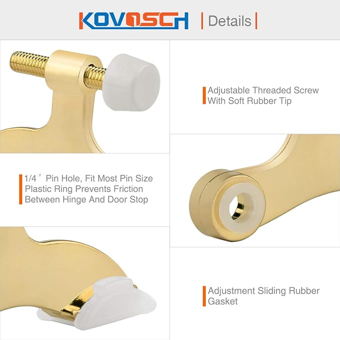 2 Pack Hinge Pin Door Stopper Bright Brass - Image 4