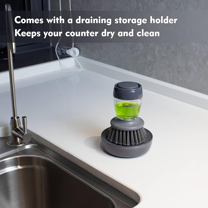 Dish Brush with Soap Dispenser, Kitchen Scrub Brush - Image 6
