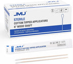 JMU 6 Inch Sterile Cotton Tipped Applicators, Wood Shaft Medical Swabs by JMU