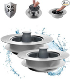 Hibbent 2 Pack Upgraded 3 in 1 Kitchen Sink Drain Strainer and Stopper Combo by Hibbent