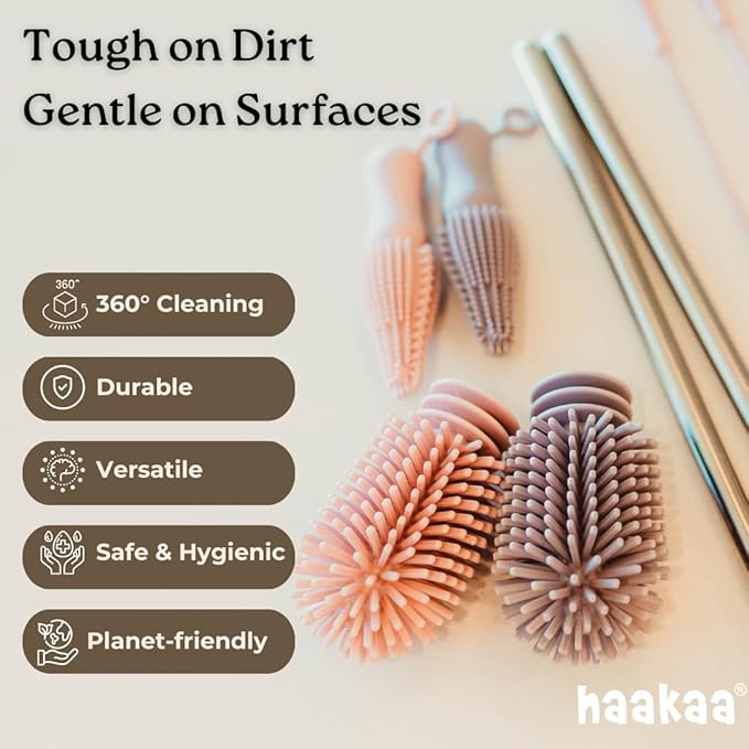 Haakaa Silicone Cleaning Brush Kit – Household Cleaning Brushes - Image 3