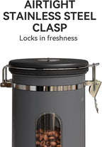 Veken Coffee Canister with Window, Airtight Stainless Steel Kitchen Food - Image 3