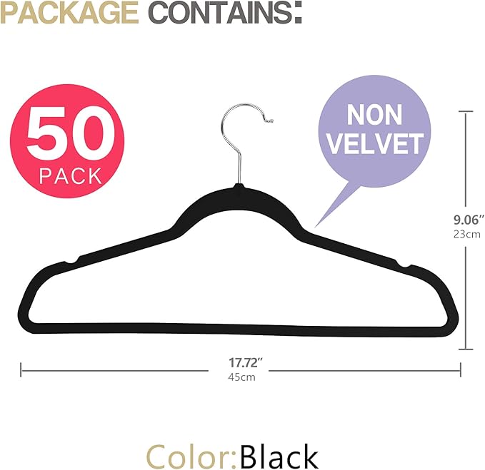 Hangers 50 Pack, Ultra-Thin Plastic Clothes Hangers - Image 2
