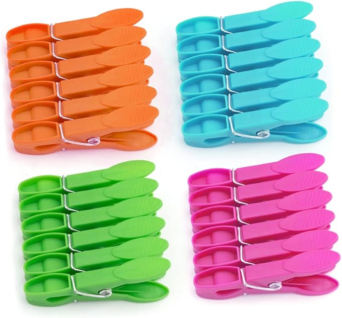 24Pcs Plastic Clothespins, Heavy Duty Laundry Clothespins, Air-Drying Clothing by NZKNP