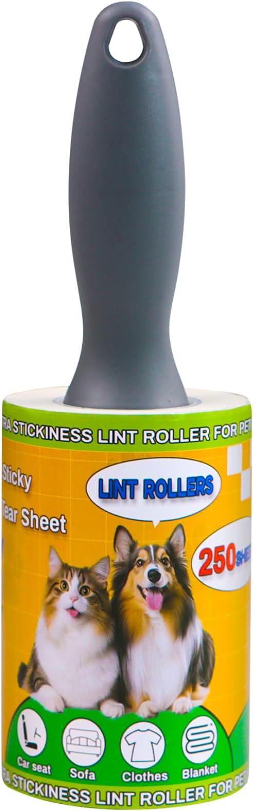Lint Roller Pet Hair Value Pack of 250 Sheets, Extra Sticky Lint Remover by Sunroda