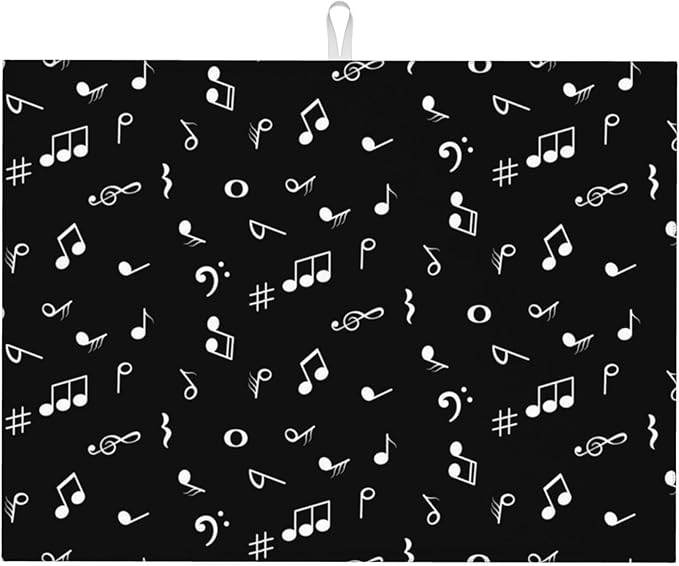 Music Notes Dish Drying Mat for Kitchen Counter Musicial Dish Drainer Rack Mats by Unknown