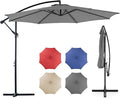 OLIXIS Offset Patio Umbrella, 9.7FT Cantilever Table Umbrellas for Outdoor Sun Shade UV Protection with Easy Tilt Adjustment, 8 Ribs for Backyard, Lawn, Garden, Pool - Grey by OLIXIS