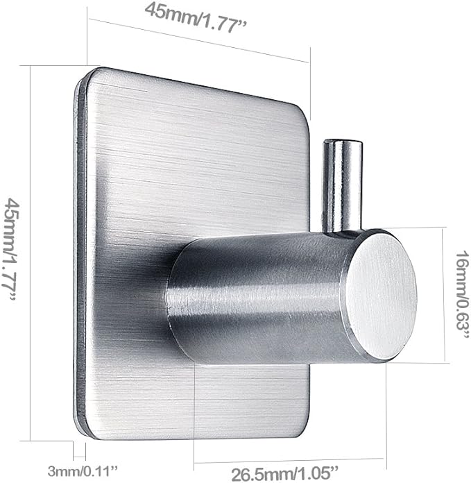Adhesive Towel Hooks Heavy Duty Wall Hooks Waterproof Stainless Steel Hanger - Image 4