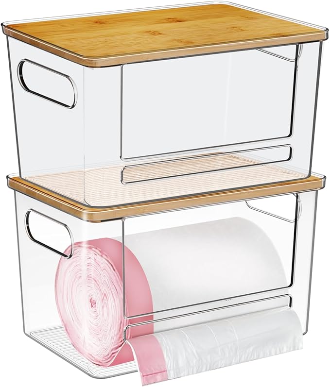 Trash Bag Dispenser 2 Pack, Acrylic Garbage Bags Dispenser by Ginnerella