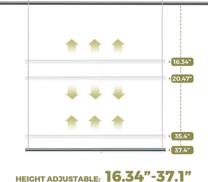 Hanging Closet Rod, 17-29In Adjustable Width and Up to 37In Height Adjustable - Image 4