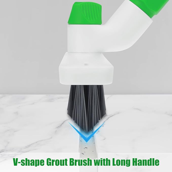 Floor Scrub Brush with Long Handle, 3-in-1 Scrape Scrubber Brush with Squeegee - Image 5