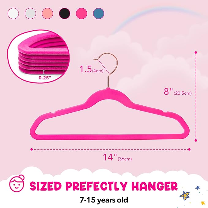 HOUSE DAY Velvet Kids Hangers 60 Pack, Premium Childrens Hangers - Image 8