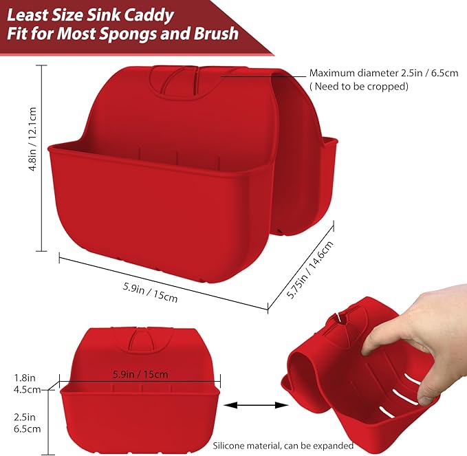 Sponge Holder for Kitchen Sink, Silicone Sink Saddle Caddy Organizer Rack - Image 2