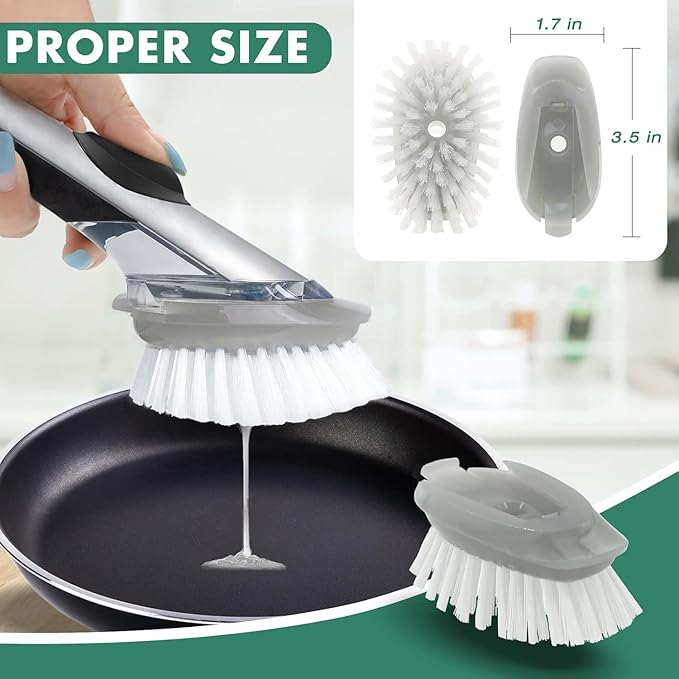 Soap Dispensing Dish Brush Refills, 6 Pack Dish Brush Replacement Head - Image 6