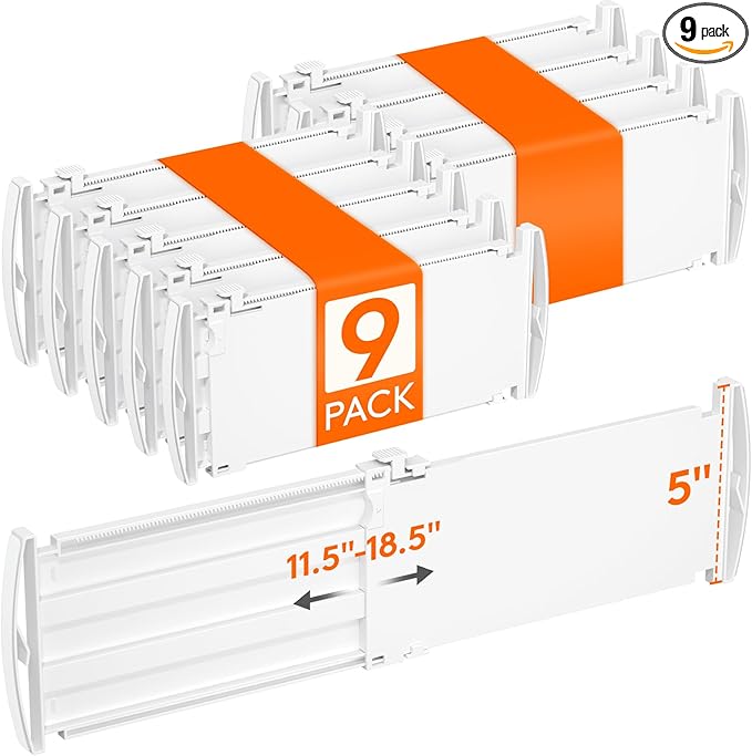 Lifewit 5" Tall 9 Pack Drawer Dividers, 30-47cm/11.5-18.5" Expandable Drawer by Lifewit