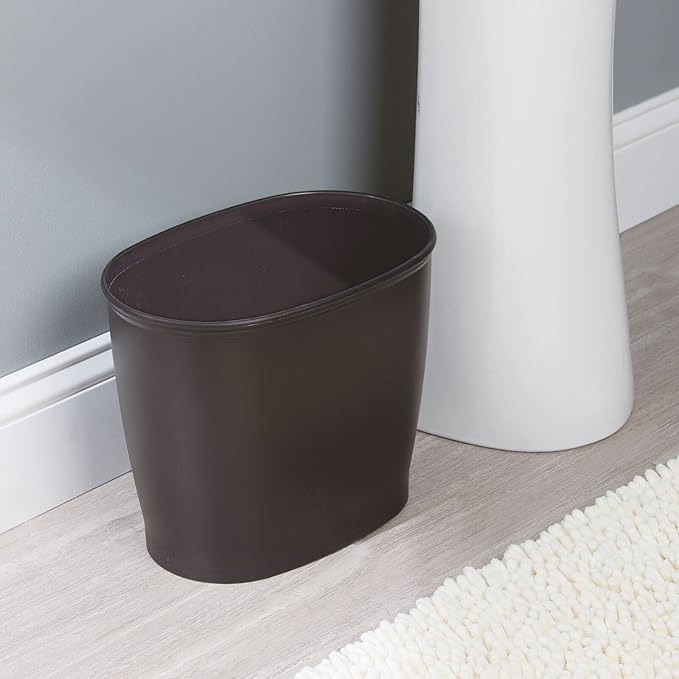 mDesign Plastic Compact Toilet Bowl Brush, Round Slim Wastebasket, Garbage - Image 5