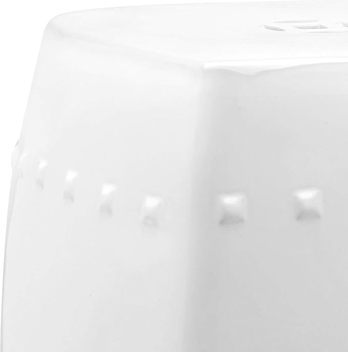 Safavieh Villa Glazed Ceramic Decorative Garden Stool, White - Image 3