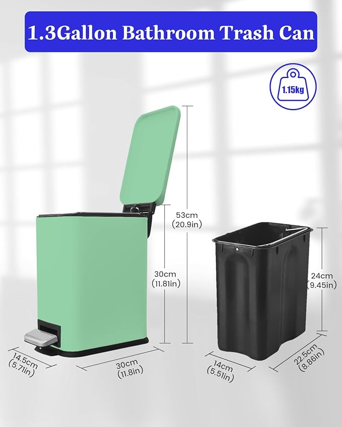 Bathroom Trash Can, 1.3 Gallon Small Trash Can - Image 4