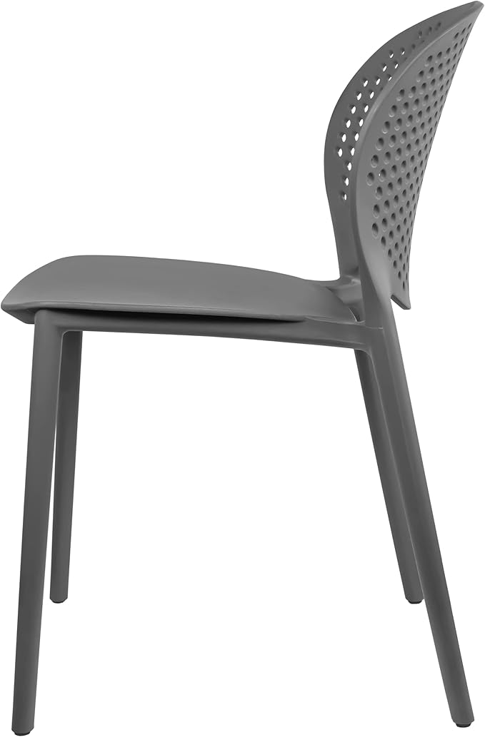 2xhome Set of 3 Patio Dining Chairs | Modern Stackable Outdoor Pool Side Chair | Weather Resistant Plastic for Yard, Porch, Balcony, Kitchen, Gray - Image 7