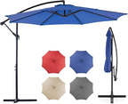 OLIXIS Offset Patio Umbrella, 9.7FT Cantilever Table Umbrellas for Outdoor Sun Shade UV Protection with Easy Tilt Adjustment, 8 Ribs for Backyard, Lawn, Garden, Pool - Blue by OLIXIS