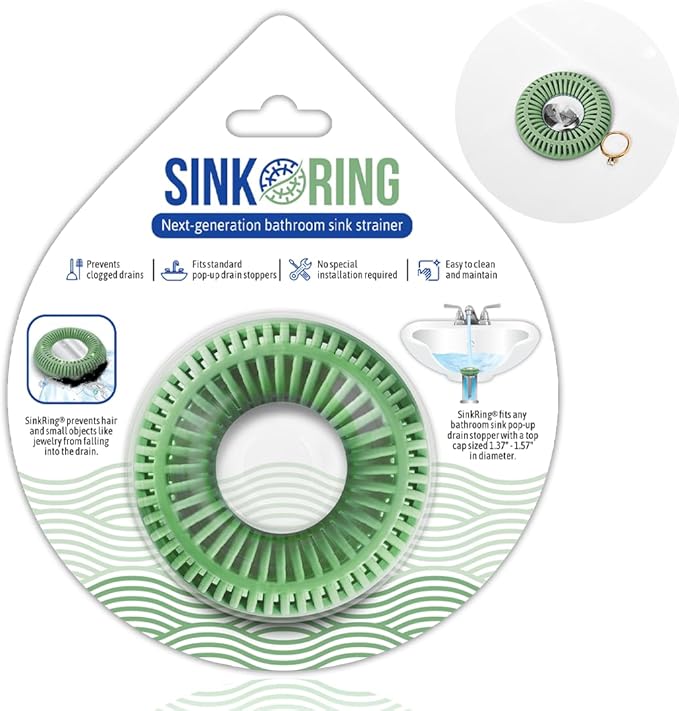 Bathroom Sink Hair Catcher for Pop-Up Drain – SinkRing 1.57" Precision Strainer by SINK+RING