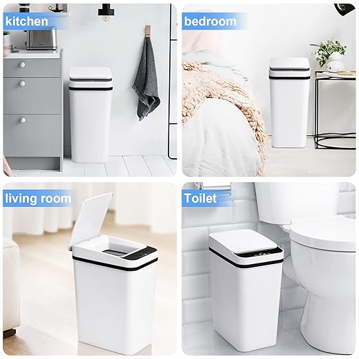 Bathroom Trash Cans with Lid 2 Pack Touchless Automatic Motion Sensor 2.2 Gal & - Image 7
