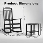 3 Piece Outdoor Rocking Bistro Set, Rocking Chairs Outdoor Furniture, Resin Waterproof Sun-Proof Patio Furniture Set for Garden, Pool, Backyard（3, Black） - Image 3