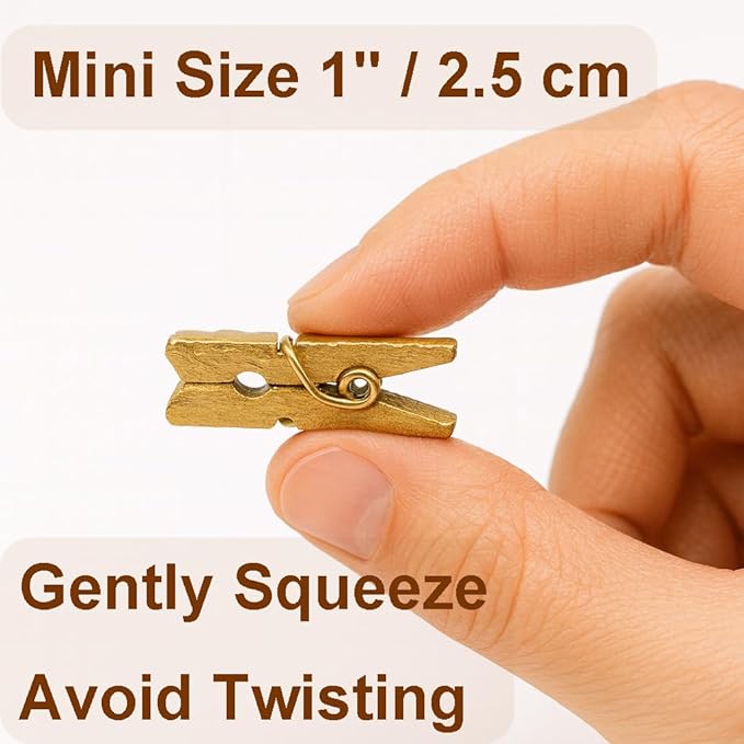 LWR CRAFTS Wooden Mini Clothespins 100 Per Pack 1" 2.5cm - Image 2