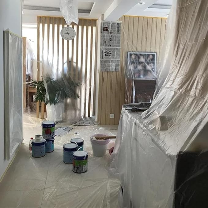 35 Pieces Plastic Drop Cloth, Dust-Proof and Rustproof, 35 Pieces 9x12 Feet Tarp - Image 7