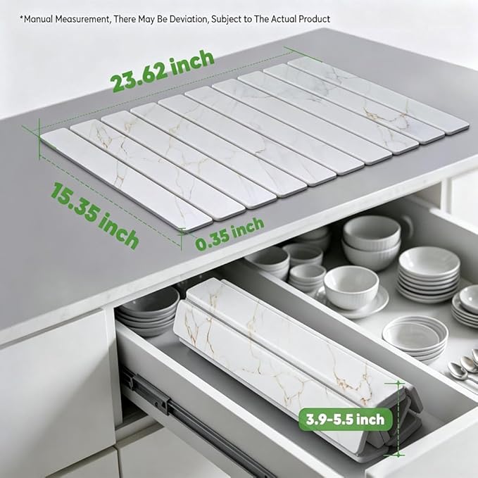 Stone Drying Mat for Kitchen Counter, Quick Diatomaceous Earth Mats for Dishes - Image 2