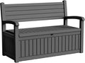 80 Gallon Outdoor Storage Bench Deck Box Waterproof Lockable,Outdoor Storage Furniture for Patio,Garden and Porch,Tools and Cushions（ Black Stripe） by OutdoorLivingPerfected