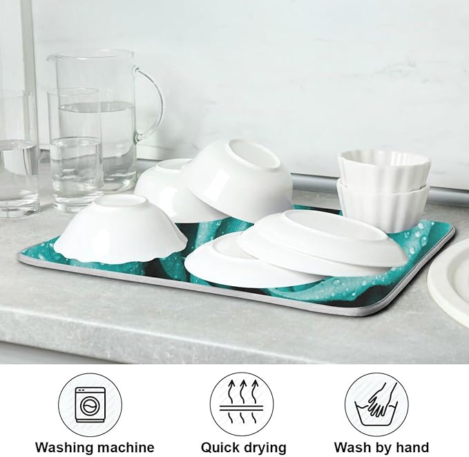 Super Absorbent Dish Drying Mat, Microfiber Fast-Drying Dish Mat, Kitchen Dish - Image 7