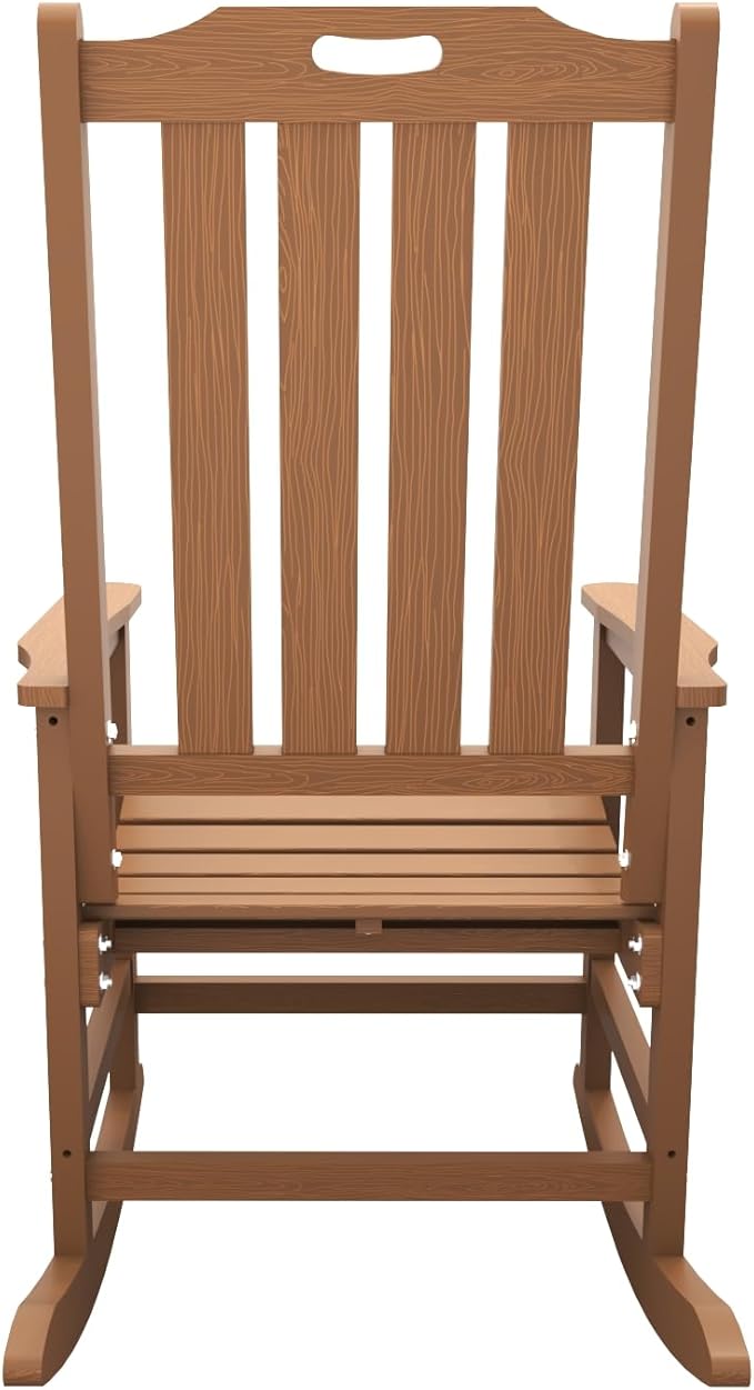 Oversized Rocking Chair Set of 2, Outdoor Rocking Chair for Adults, All Weather Resistant Porch Rocker for Lawn Garden, Wood - Image 6