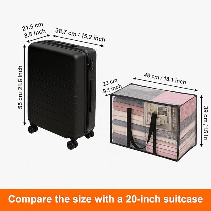 Vieshful 5 Pack Clear Comforter Storage Bag, 40L Clothes Storage Bag - Image 3